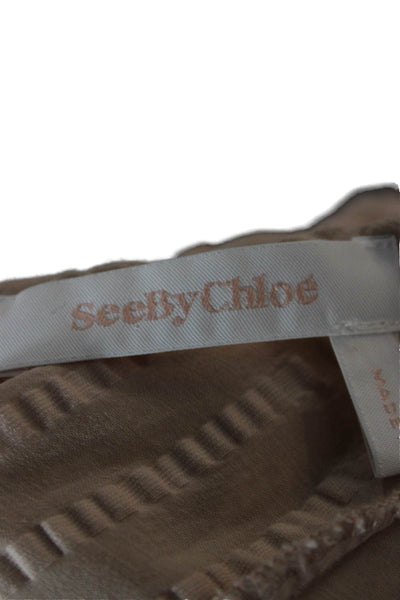 See by Chloe Women Pink Striped Cotton Blend Longsleeve Blouse Size 36