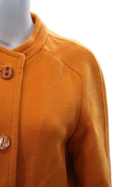 Carlisle Womens Orange Basic Jacket Wool Blend Button Long Sleeve Size 8
