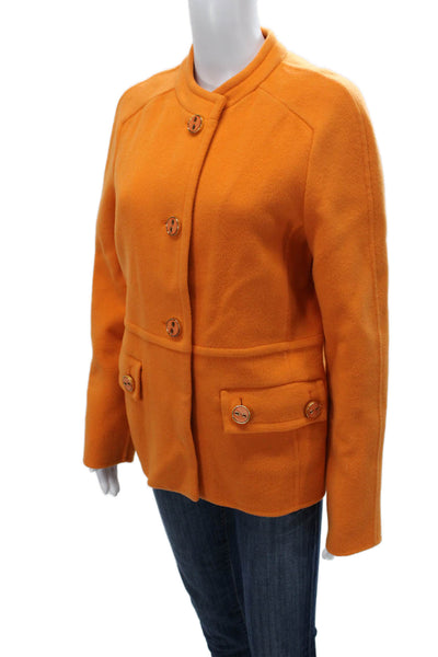 Carlisle Womens Orange Basic Jacket Wool Blend Button Long Sleeve Size 8