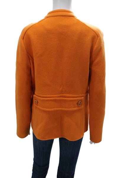 Carlisle Womens Orange Basic Jacket Wool Blend Button Long Sleeve Size 8