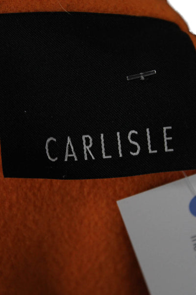 Carlisle Womens Orange Basic Jacket Wool Blend Button Long Sleeve Size 8
