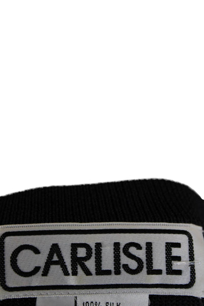 Carlisle Womens Basic Black Silk Square Neck Short Sleeve T-Shirt Size L