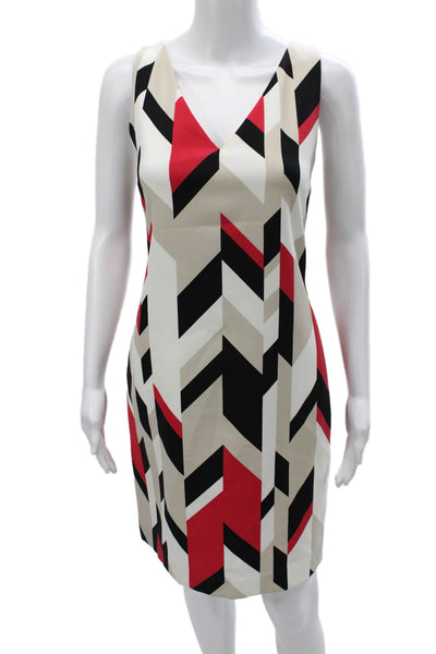 Boss Hugo Boss Women Sheath Dress Multicolor V Neck Sleeveless Zip Size 6
