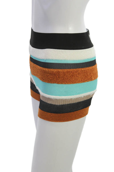 Palm Angels Women Striped Multicolor Acetate Hot Pants Pull On Designer Size S