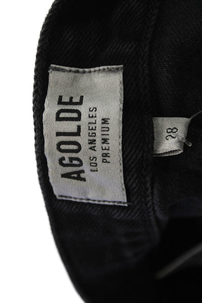 Agolde Womens Cut-Off Black Cotton Button Shorts Size 28