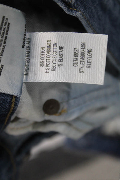 Agolde Women Straight Jeans Blue Mid Rise Button Cotton Blend Size 24