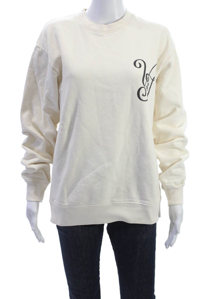 Madhappy Women Sweatshirt Ivory Cotton Crewneck Long Sleeve Size S