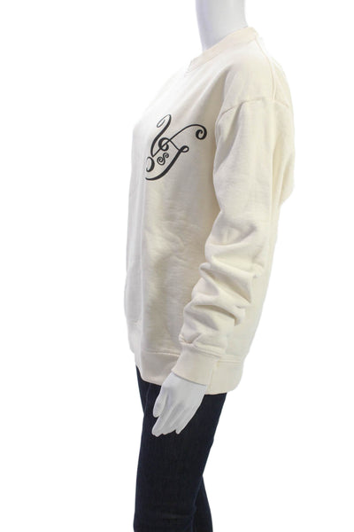 Madhappy Women Sweatshirt Ivory Cotton Crewneck Long Sleeve Size S