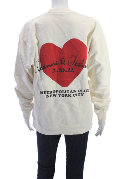 Madhappy Women Sweatshirt Ivory Cotton Crewneck Long Sleeve Size S