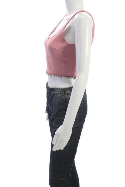 David Koma Women Cropped Pink Tank Scoop Neck Zip Size 6