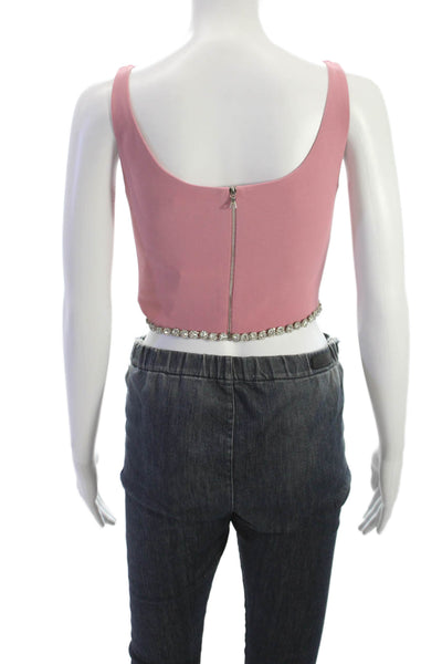 David Koma Women Cropped Pink Tank Scoop Neck Zip Size 6
