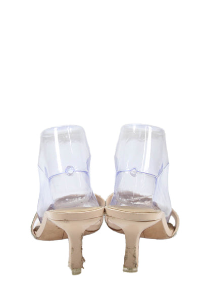 Black Suede Studio Womens Embellished Slide On Sandals Beige Size 39 9