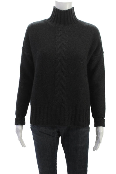 Autumn Cashmere Womens Black Pullover Sweater Mock Neck Long Sleeve Size XS
