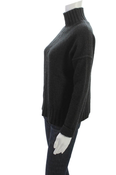 Autumn Cashmere Womens Black Pullover Sweater Mock Neck Long Sleeve Size XS