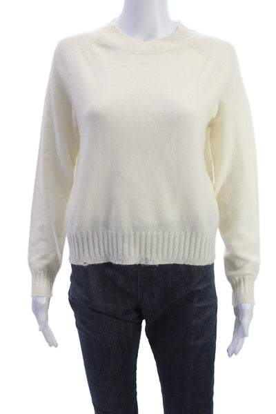 27 Miles Womens Pullover Sweater Cashmere Ivory Crewneck Long Sleeve Size S