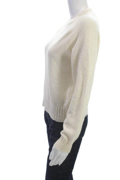 27 Miles Womens Pullover Sweater Cashmere Ivory Crewneck Long Sleeve Size S