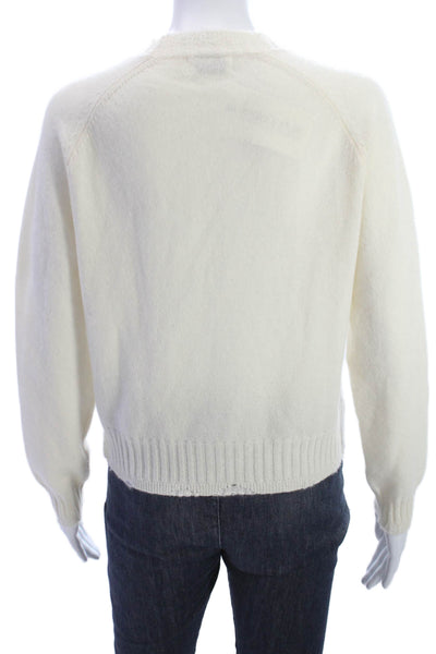 27 Miles Womens Pullover Sweater Cashmere Ivory Crewneck Long Sleeve Size S