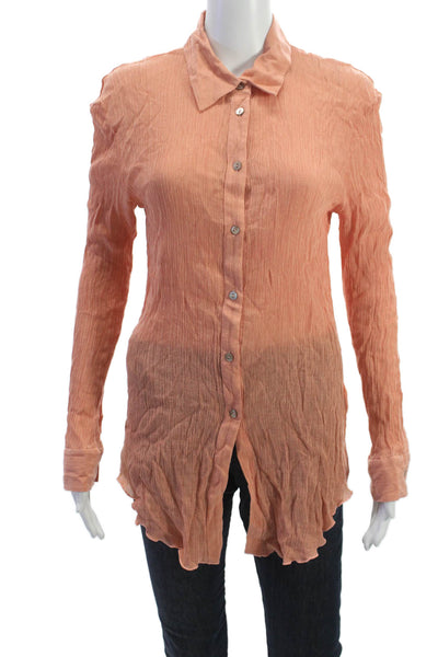 Significant Other Womens Tunic Collared Button Up Long Sleeve Orange Size 6