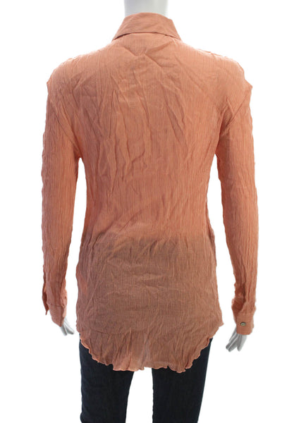 Significant Other Womens Tunic Collared Button Up Long Sleeve Orange Size 6
