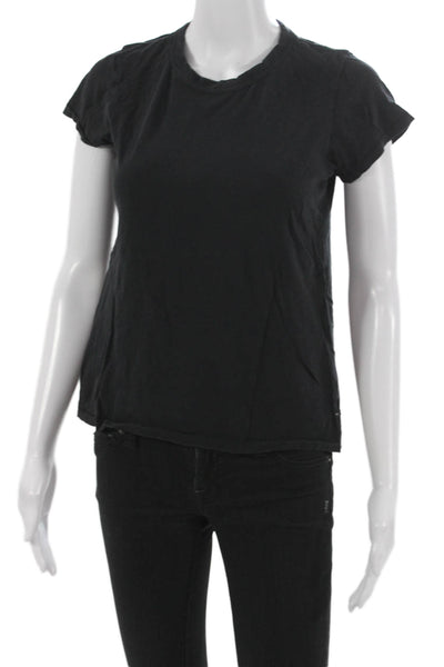Rag & Bone Jean Womens Basic Short Sleeve Black Cotton T-Shirt Size S