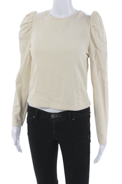 Zara Women Basic Ivory Crew Neck Long Sleeve T-Shirt Size S