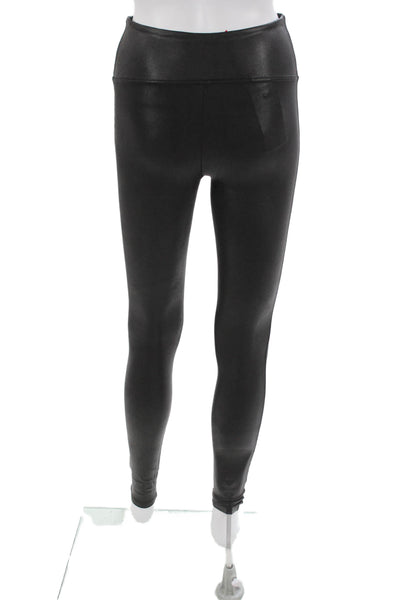 Spanx Women Ankle Faux Leather Leggings Black Nylon Solid Size S