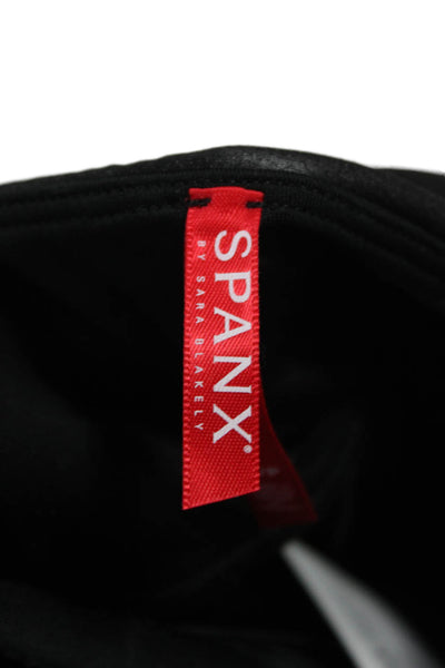 Spanx Women Ankle Faux Leather Leggings Black Nylon Solid Size S