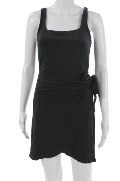 Wilfred Womens Wrap Dress Black Square Neck Sleeveless Short Tie Size M