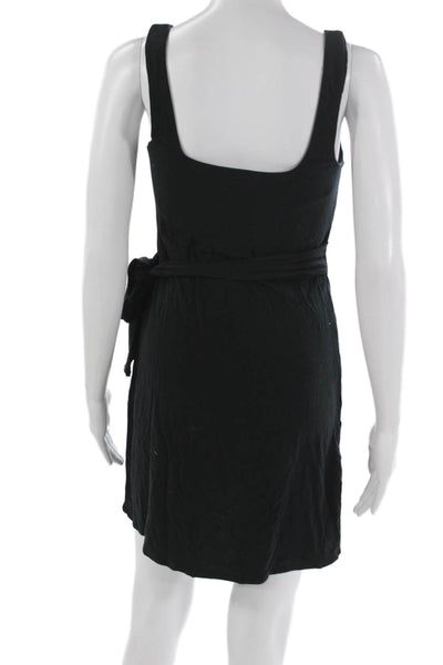 Wilfred Womens Wrap Dress Black Square Neck Sleeveless Short Tie Size M