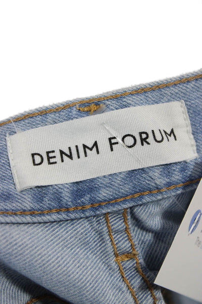 Denim Forum Women Wide-Leg Jeans Blue High Rise Cotton Blend Inseam 28 Size 27