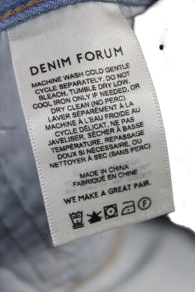 Denim Forum Women Wide-Leg Jeans Blue High Rise Cotton Blend Inseam 28 Size 27