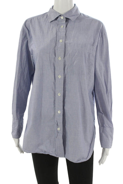 Banana Republic Women Cotton Button Up Blue Long Sleeve Size S