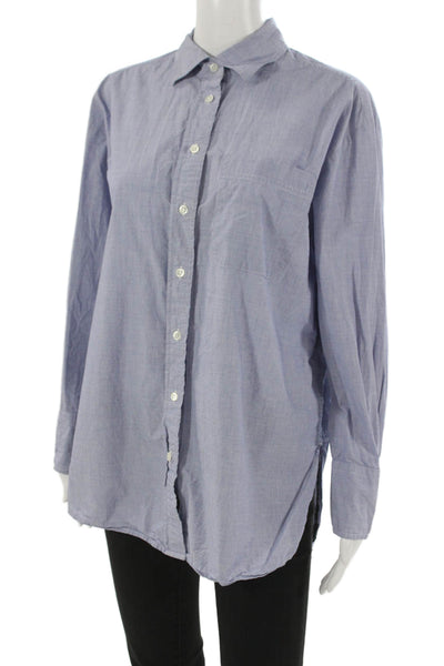Banana Republic Women Cotton Button Up Blue Long Sleeve Size S