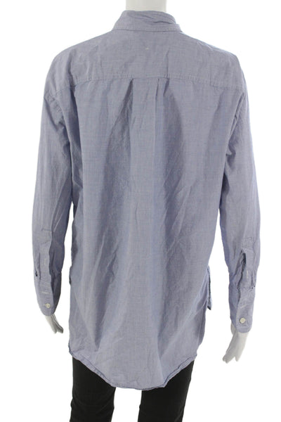 Banana Republic Women Cotton Button Up Blue Long Sleeve Size S