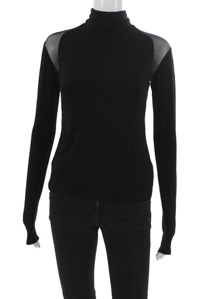 Marcella Women Black Turtleneck Long Sleeve Basic T-Shirt Tencel Size S