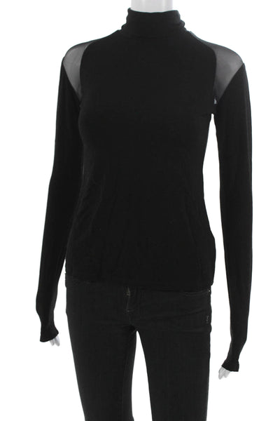 Marcella Women Black Turtleneck Long Sleeve Basic T-Shirt Tencel Size S