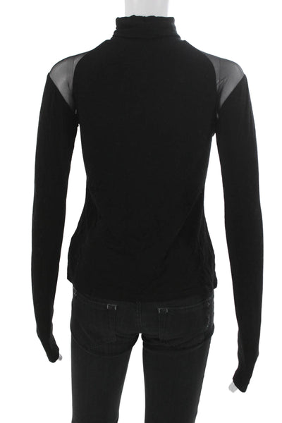 Marcella Women Black Turtleneck Long Sleeve Basic T-Shirt Tencel Size S