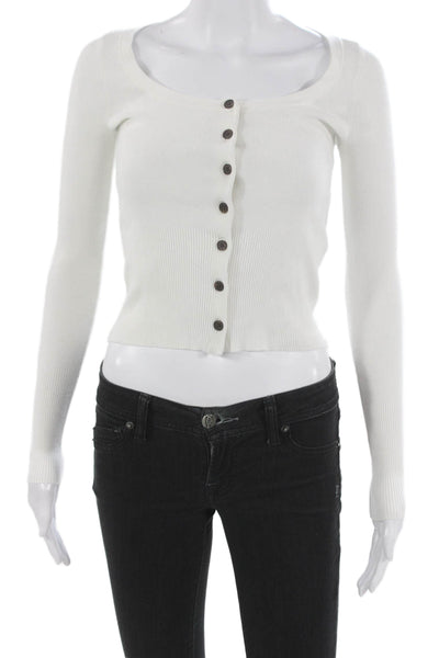 Madewell Womens Cardigan White Long Sleeve Scoop Neck Size 2XS