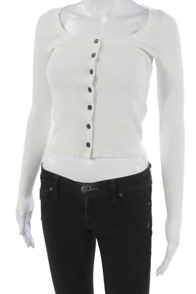 Madewell Womens Cardigan White Long Sleeve Scoop Neck Size 2XS
