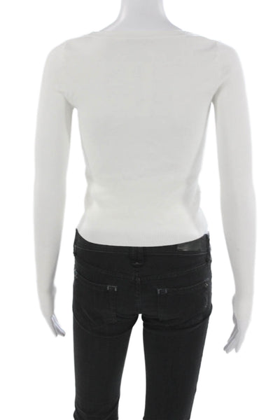 Madewell Womens Cardigan White Long Sleeve Scoop Neck Size 2XS
