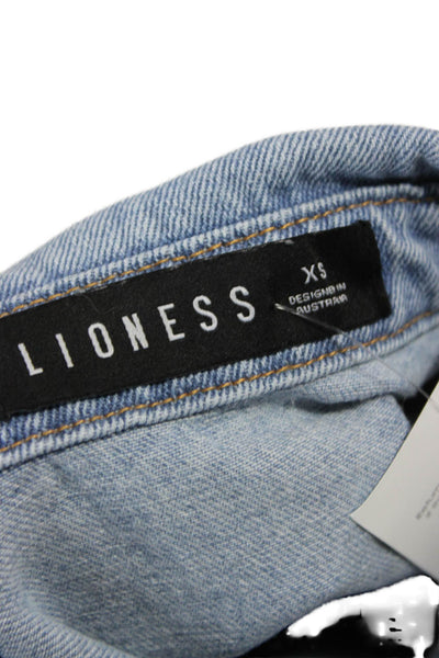 Lioness Women Blue Cotton Button-Up Tunic Long Sleeve Collared Size XS