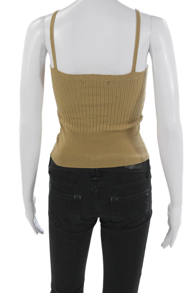 Petal + Pup Women Basic Gold V-Neck Sleeveless Tank Size S