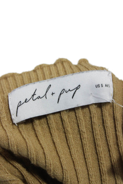 Petal + Pup Women Basic Gold V-Neck Sleeveless Tank Size S