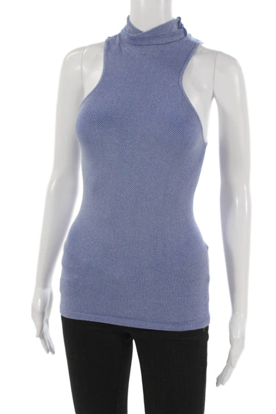 Intimately Free People Womens Basic Tank High Neck Blue Nylon Size S