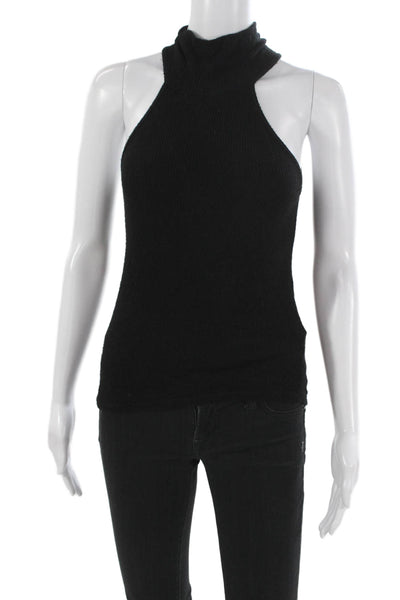 Michael Lauren Women Black Basic Sleeveless Mock Neck Tank Size S