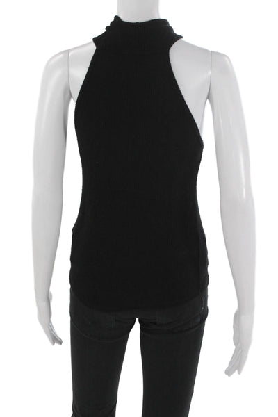 Michael Lauren Women Black Basic Sleeveless Mock Neck Tank Size S
