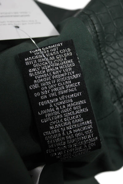 Catherine Malandrino Women Green Reptile Print Biker Jacket Zip Size M