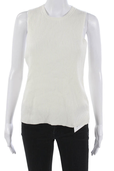 Vince Womens Basic Tank White Crew Neck 35% Recycled Nylon Size L
