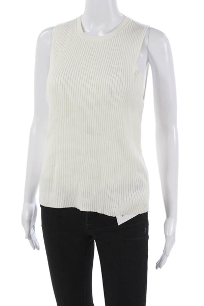 Vince Womens Basic Tank White Crew Neck 35% Recycled Nylon Size L