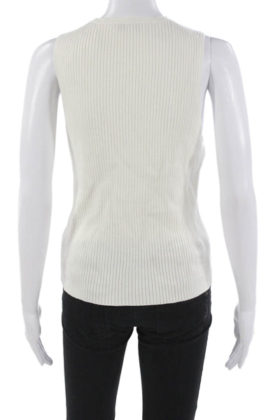 Vince Womens Basic Tank White Crew Neck 35% Recycled Nylon Size L